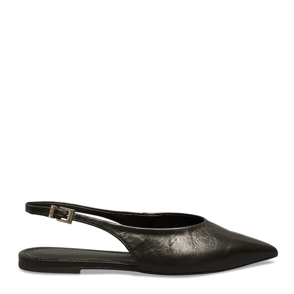 Sapatilha Santa Lolla Preta Couro Slingback