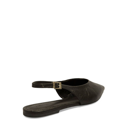 Sapatilha Santa Lolla Preta Couro Slingback