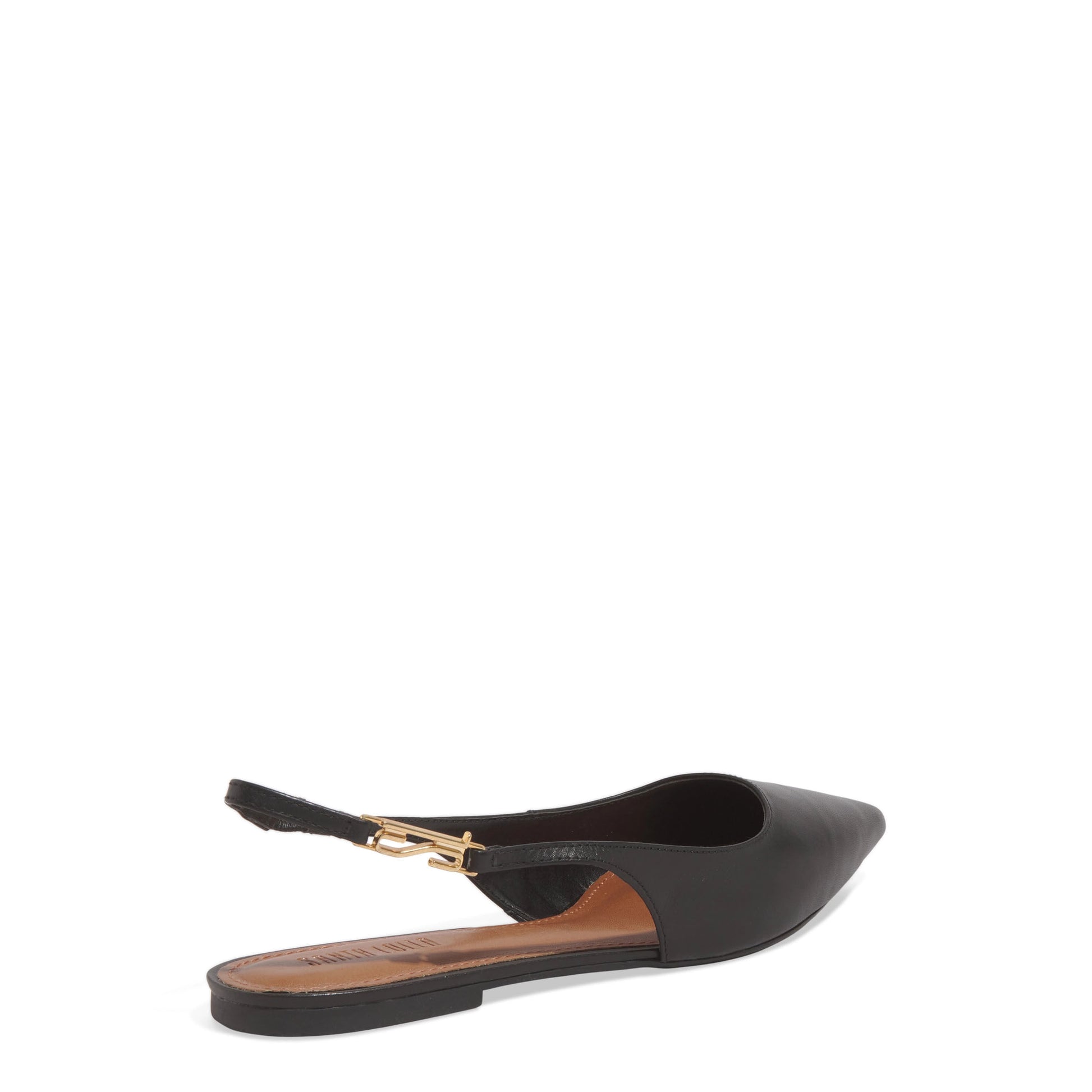 Sapatilha Santa Lolla Preta Couro Slingback Bico Fino
