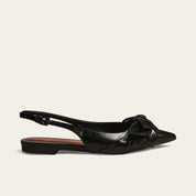Sapatilha Santa Lolla Preta Couro Slingback Laço