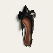 Sapatilha Santa Lolla Preta Couro Slingback Laço