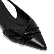 Sapatilha Santa Lolla Preta Couro Slingback Laço