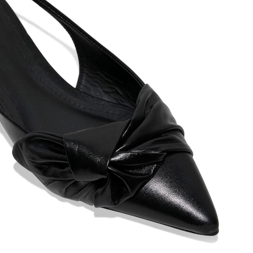 Sapatilha Santa Lolla Preta Couro Slingback Laço