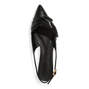 Sapatilha Santa Lolla Preta Couro Slingback Laço