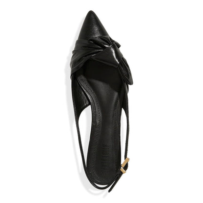 Sapatilha Santa Lolla Preta Couro Slingback Laço