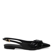 Sapatilha Santa Lolla Preta Couro Slingback Laço