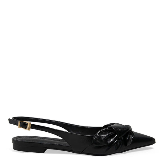Sapatilha Santa Lolla Preta Couro Slingback Laço