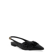 Sapatilha Santa Lolla Preta Couro Slingback Laço