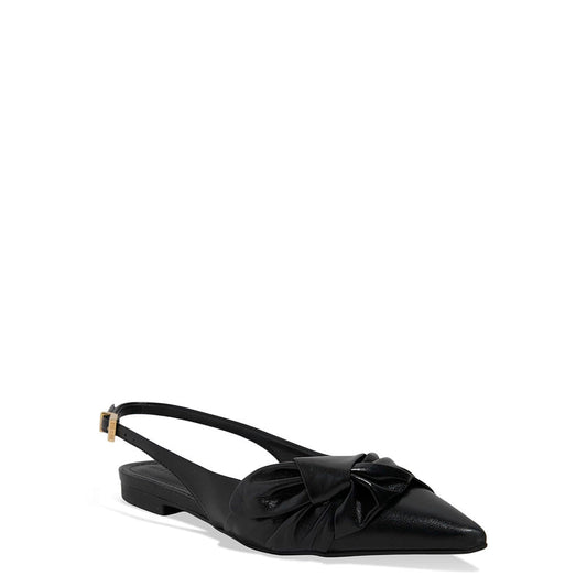 Sapatilha Santa Lolla Preta Couro Slingback Laço