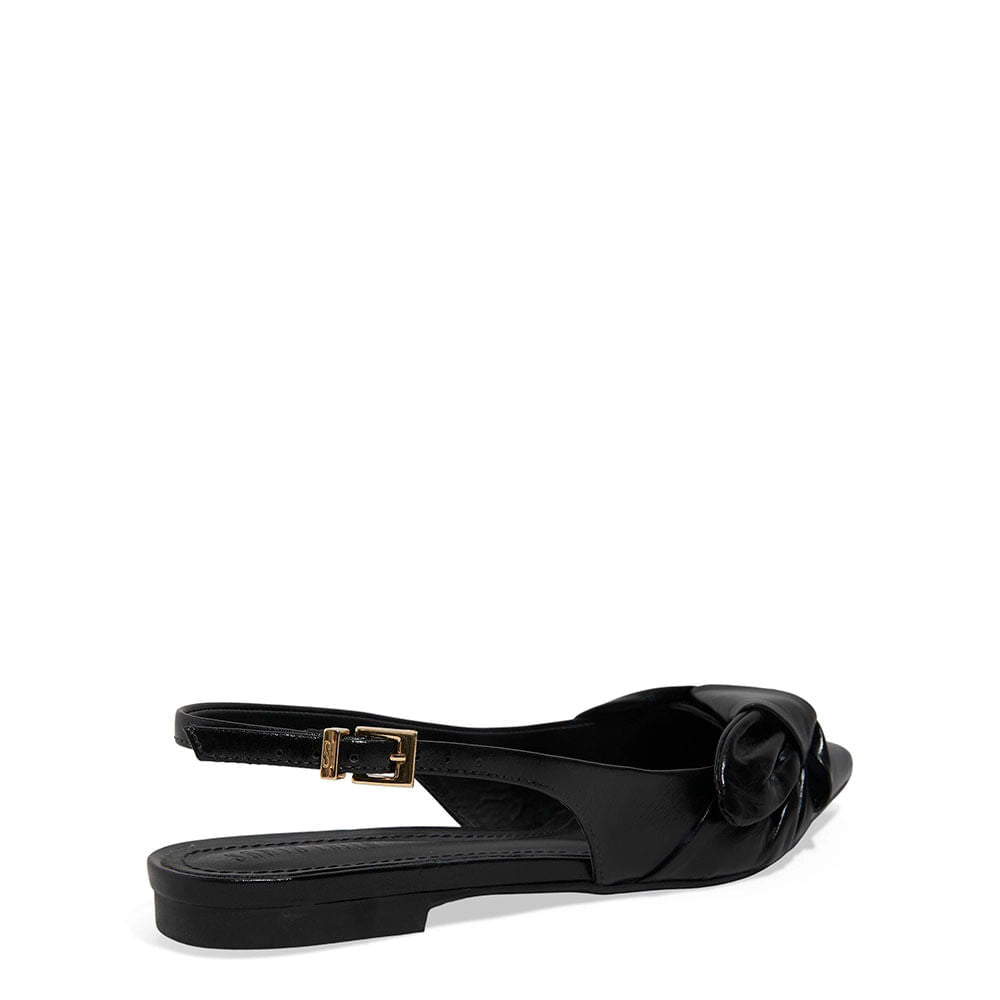 Sapatilha Santa Lolla Preta Couro Slingback Laço