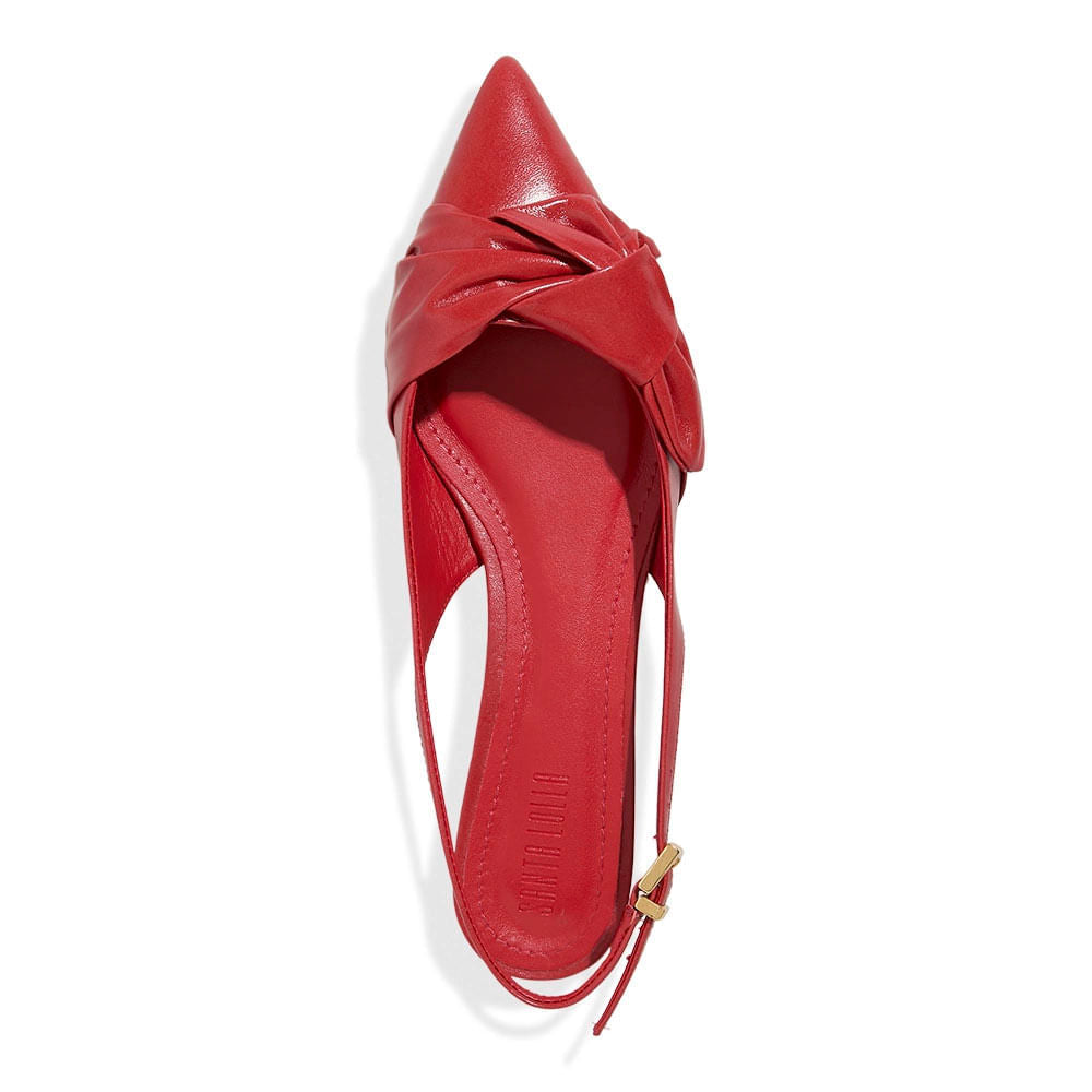 Sapatilha Santa Lolla Vermelha Slingback Nó Frontal