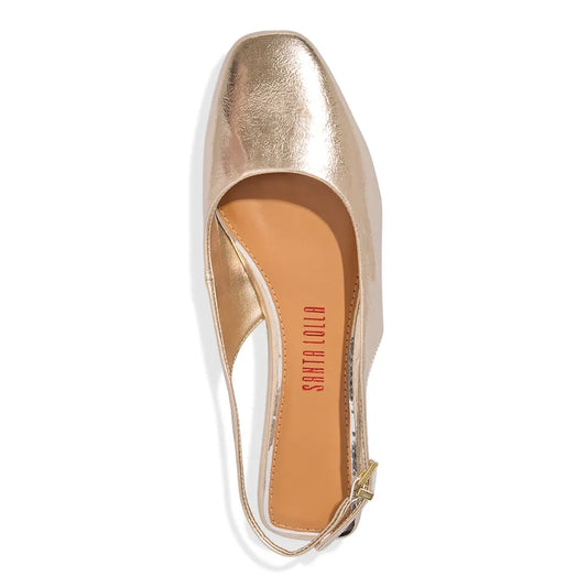 Sapatilha Slingback Santa Lolla Dourada Metalizada