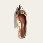 Sapatilha Slingback Santa Lolla Dourada Strass