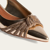 Sapatilha Slingback Santa Lolla Dourada Strass