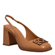 Scarpin Degalls Caramelo Couro Salto Bloco