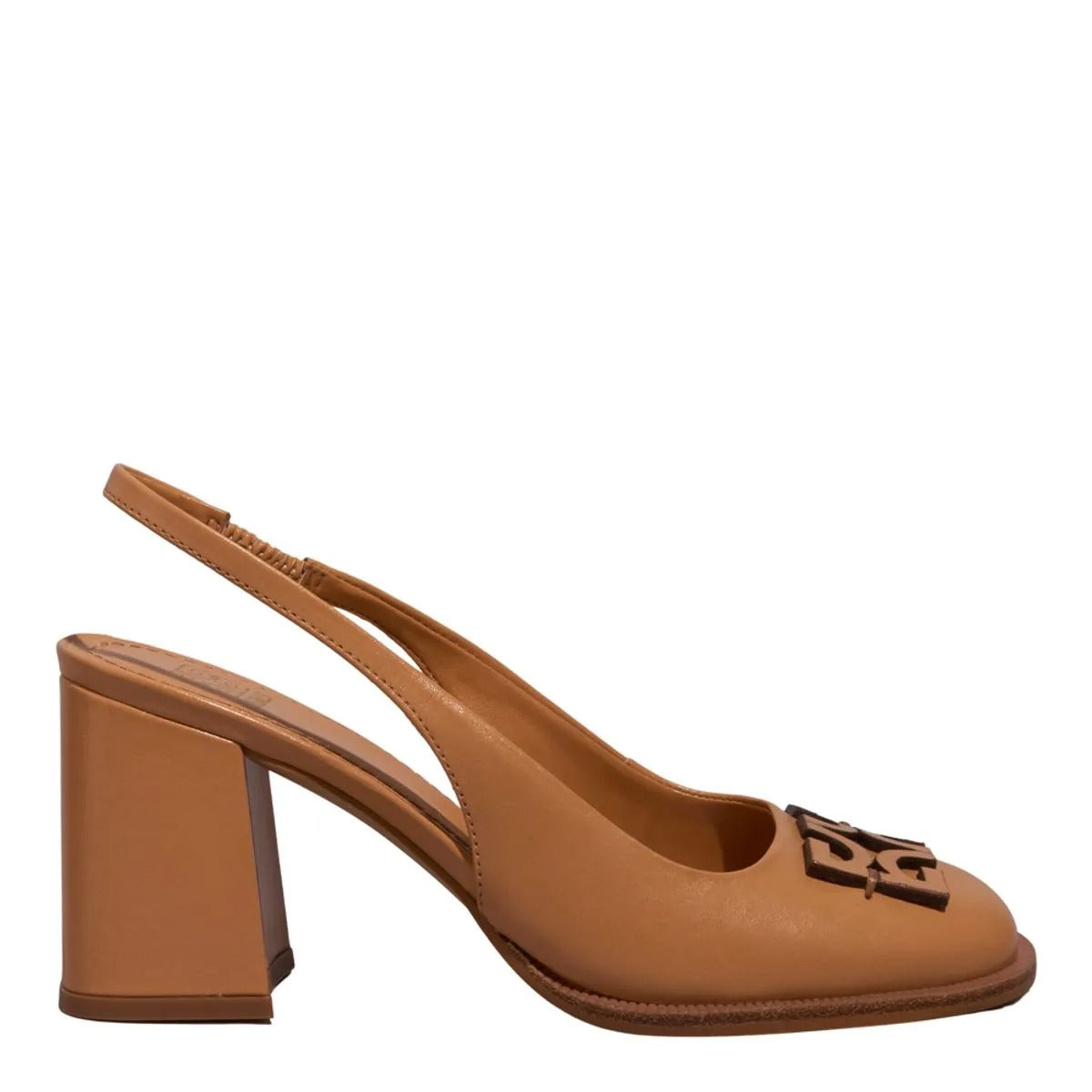 Scarpin Degalls Caramelo Couro Salto Bloco