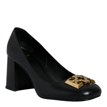 Scarpin Degalls Preto Couro Monograma Salto Grosso