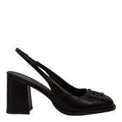 Scarpin Degalls Preto Couro Salto Bloco