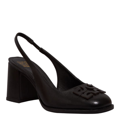 Scarpin Degalls Preto Couro Salto Bloco