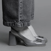 Scarpin Degalls Preto Couro Salto Bloco
