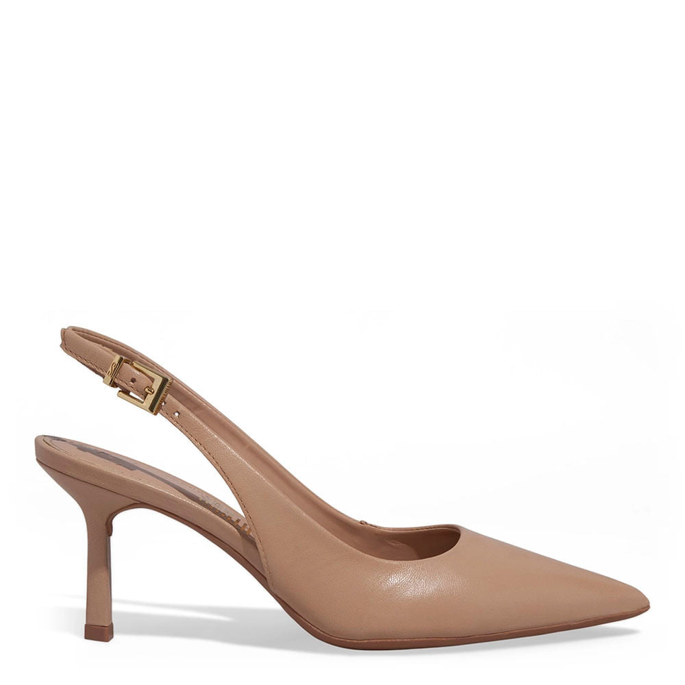 Scarpin Santa Lolla Bege Couro Slingback Salto Fino