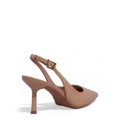 Scarpin Santa Lolla Bege Couro Slingback Salto Fino