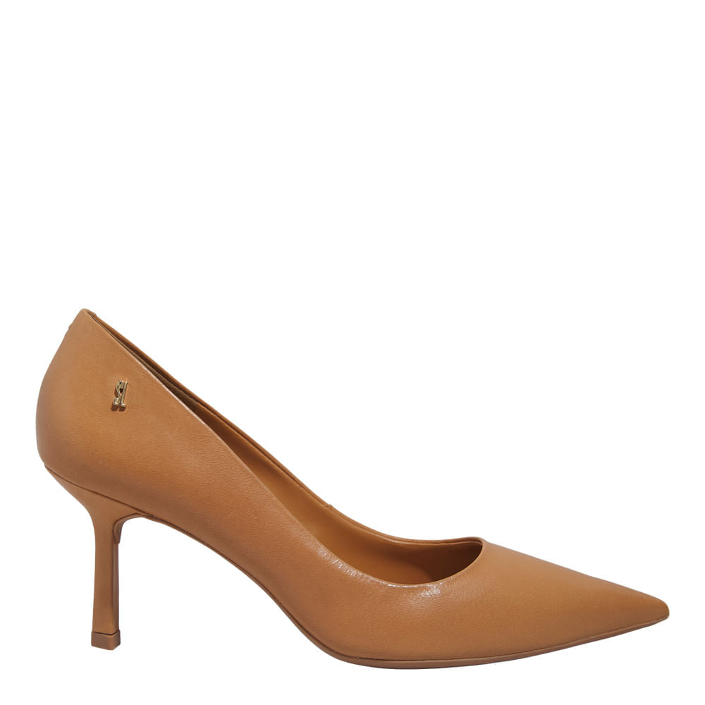Scarpin Santa Lolla Caramelo Couro Salto Fino