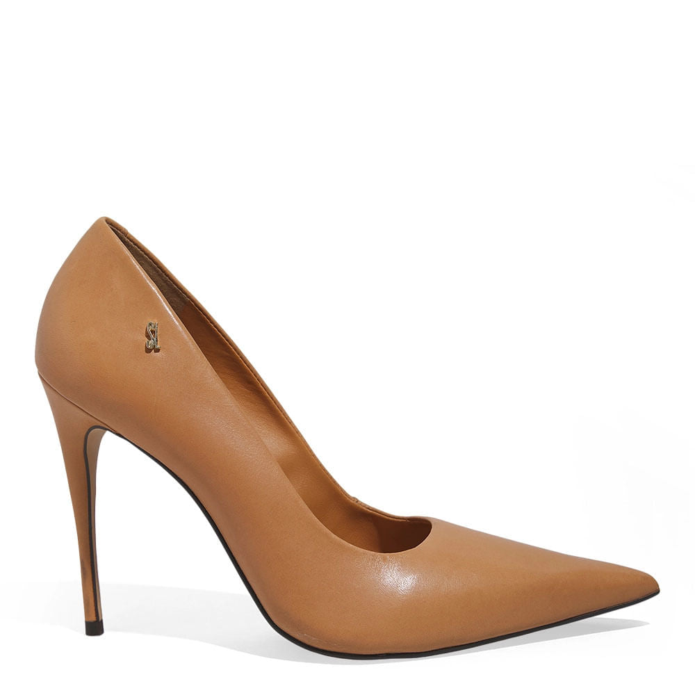 Scarpin Santa Lolla Caramelo Couro Salto Fino