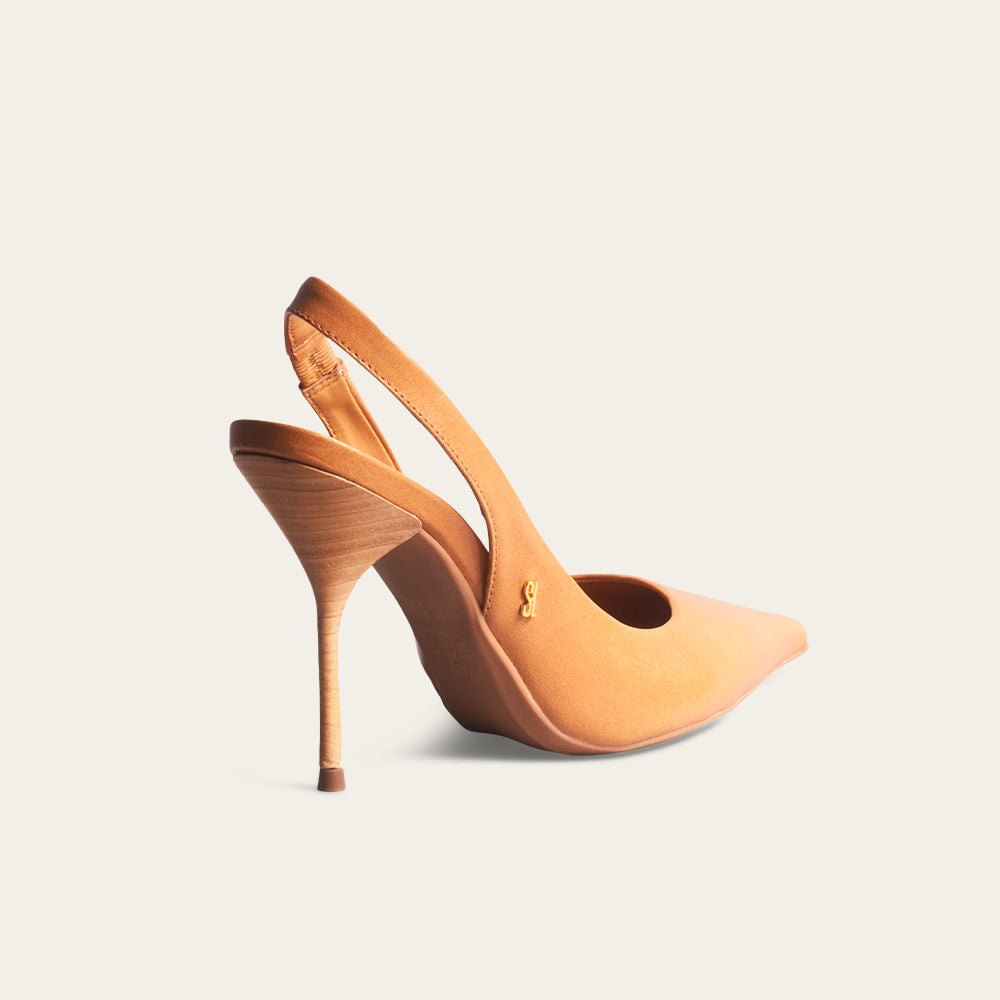 Scarpin Santa Lolla Caramelo Couro Slingback