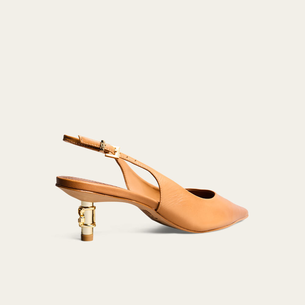 Scarpin Santa Lolla Caramelo Couro Slingback