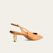 Scarpin Santa Lolla Caramelo Couro Slingback