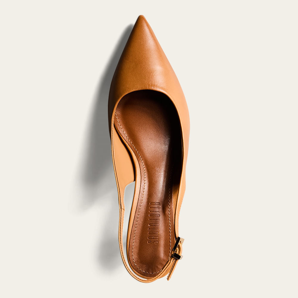 Scarpin Santa Lolla Caramelo Couro Slingback