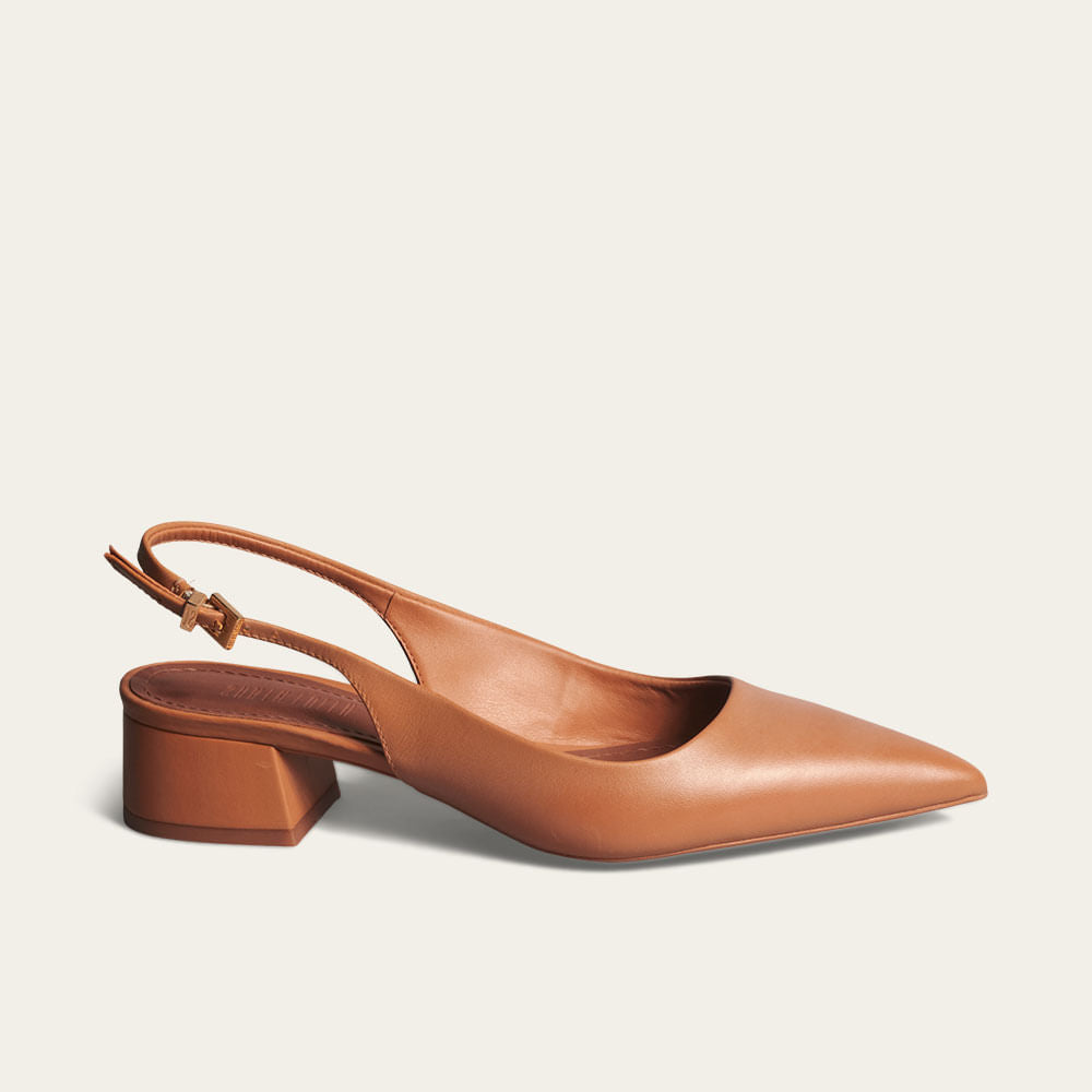 Scarpin Santa Lolla Caramelo Couro Slingback
