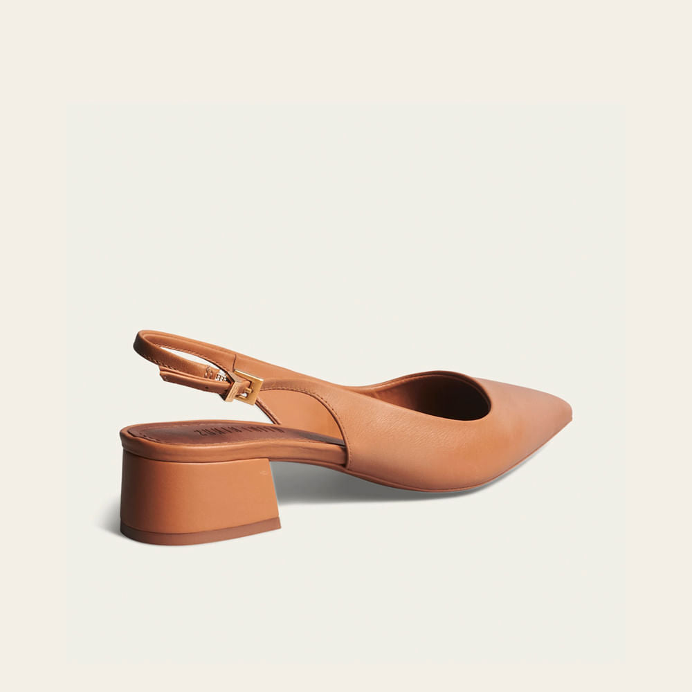 Scarpin Santa Lolla Caramelo Couro Slingback