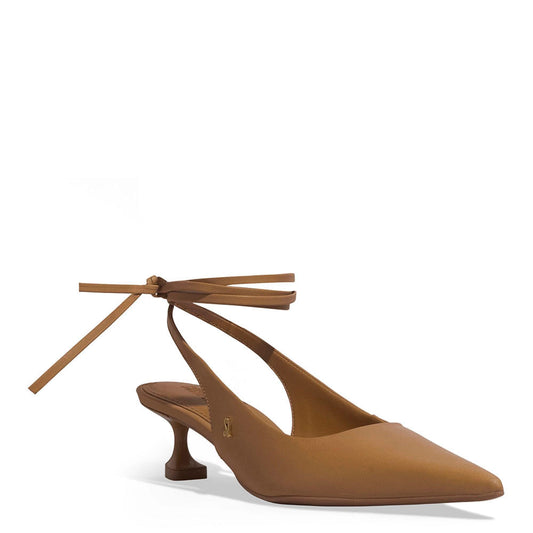 Scarpin Santa Lolla Caramelo Couro Slingback