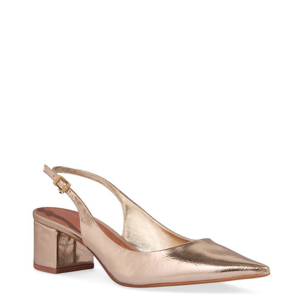 Scarpin Santa Lolla Dourado Metalizado Slingback