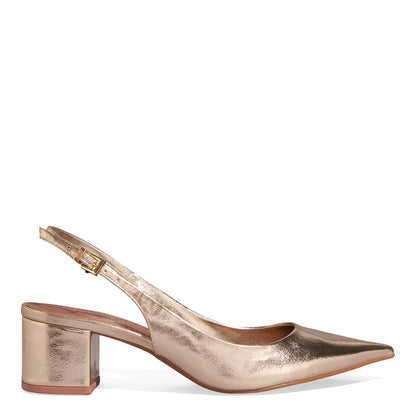 Scarpin Santa Lolla Dourado Metalizado Slingback