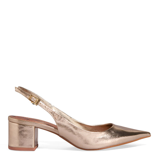 Scarpin Santa Lolla Dourado Metalizado Slingback