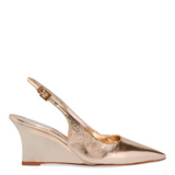 Scarpin Santa Lolla Dourado Slingback Salto Anabela