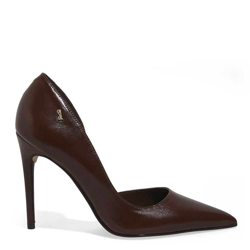 Scarpin Santa Lolla Marrom Couro Salto Fino