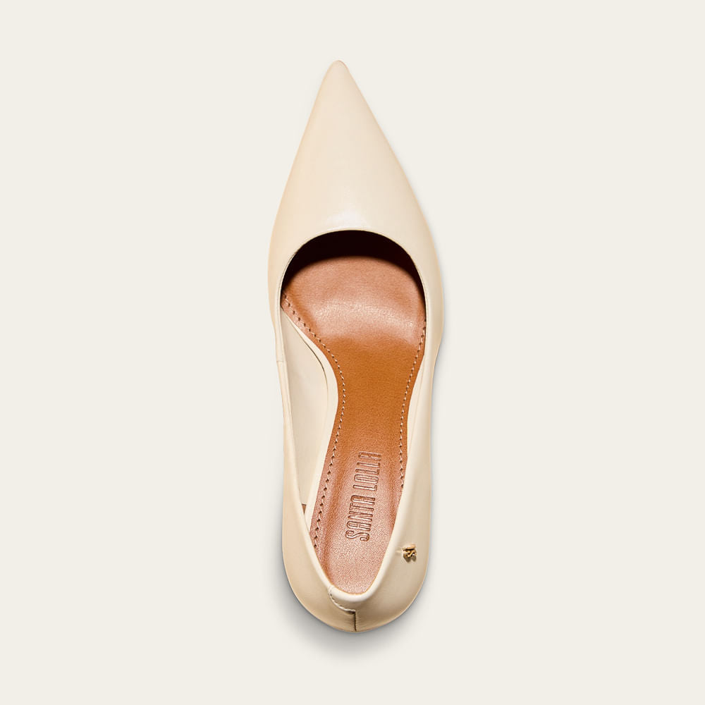 Scarpin Santa Lolla Off White Couro Salto Fino