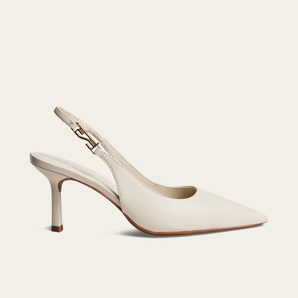 Scarpin Santa Lolla Off White Couro Slingback
