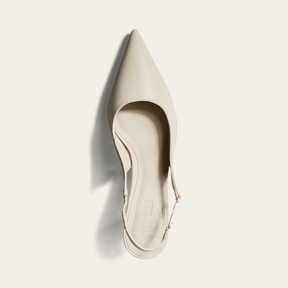 Scarpin Santa Lolla Off White Couro Slingback