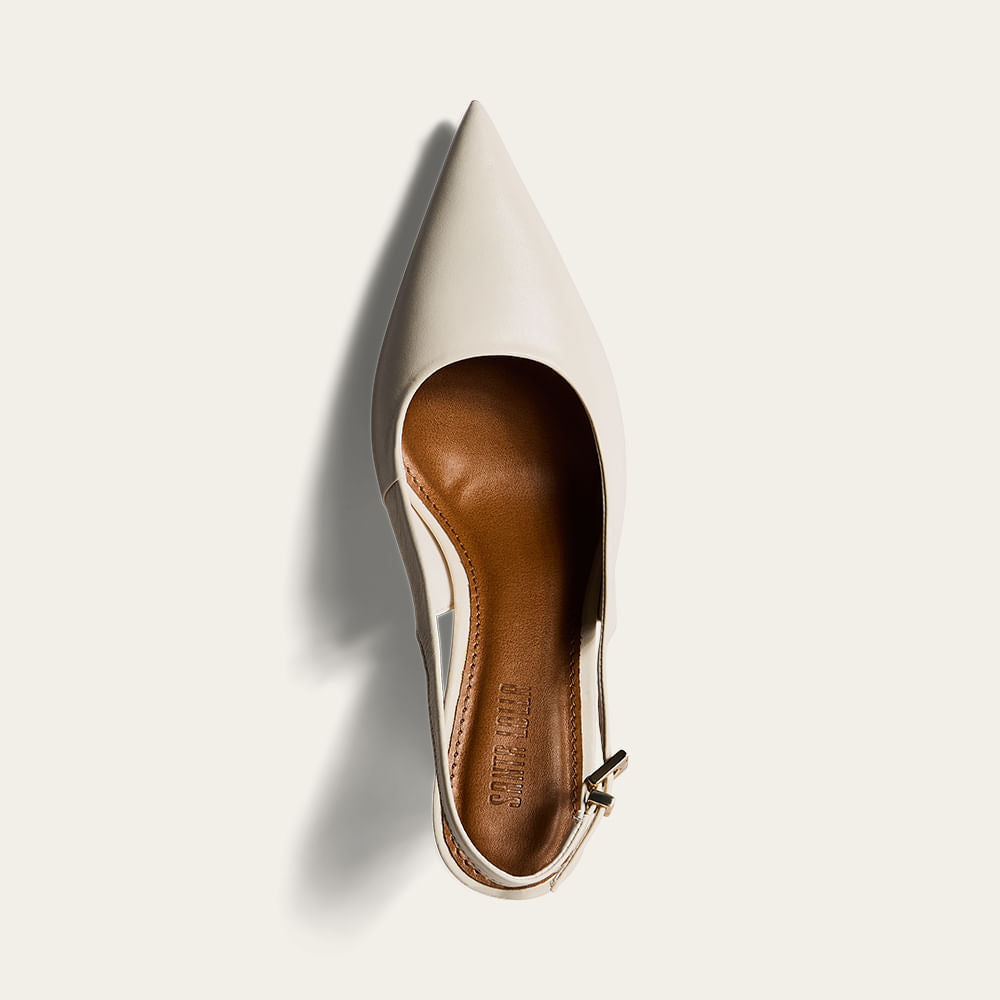 Scarpin Santa Lolla Off White Couro Slingback