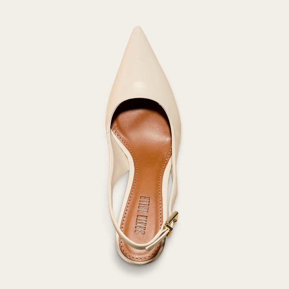 Scarpin Santa Lolla Off White Slingback Couro
