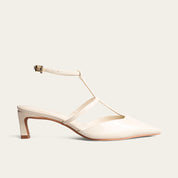Scarpin Santa Lolla Off White Slingback Tiras Em T