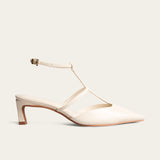 Scarpin Santa Lolla Off White Slingback Tiras Em T