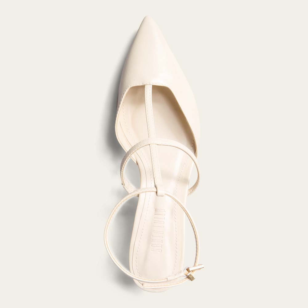 Scarpin Santa Lolla Off White Slingback Tiras Em T