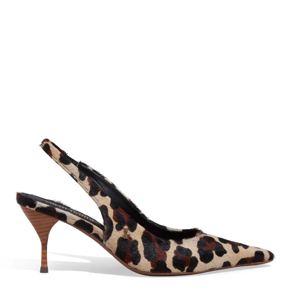 Scarpin Santa Lolla Onça Couro Com Pelo Slingback