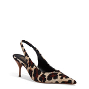 Scarpin Santa Lolla Onça Couro Com Pelo Slingback